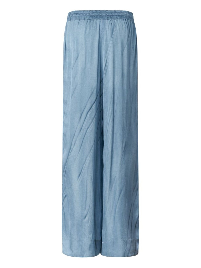 Pinko Wide-Leg Trousers With Floral Embroidery And Drawstring Waistband