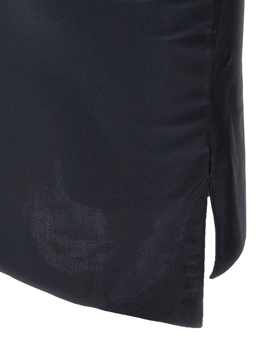 Coperni Black Faux Flower Square Neck Dress