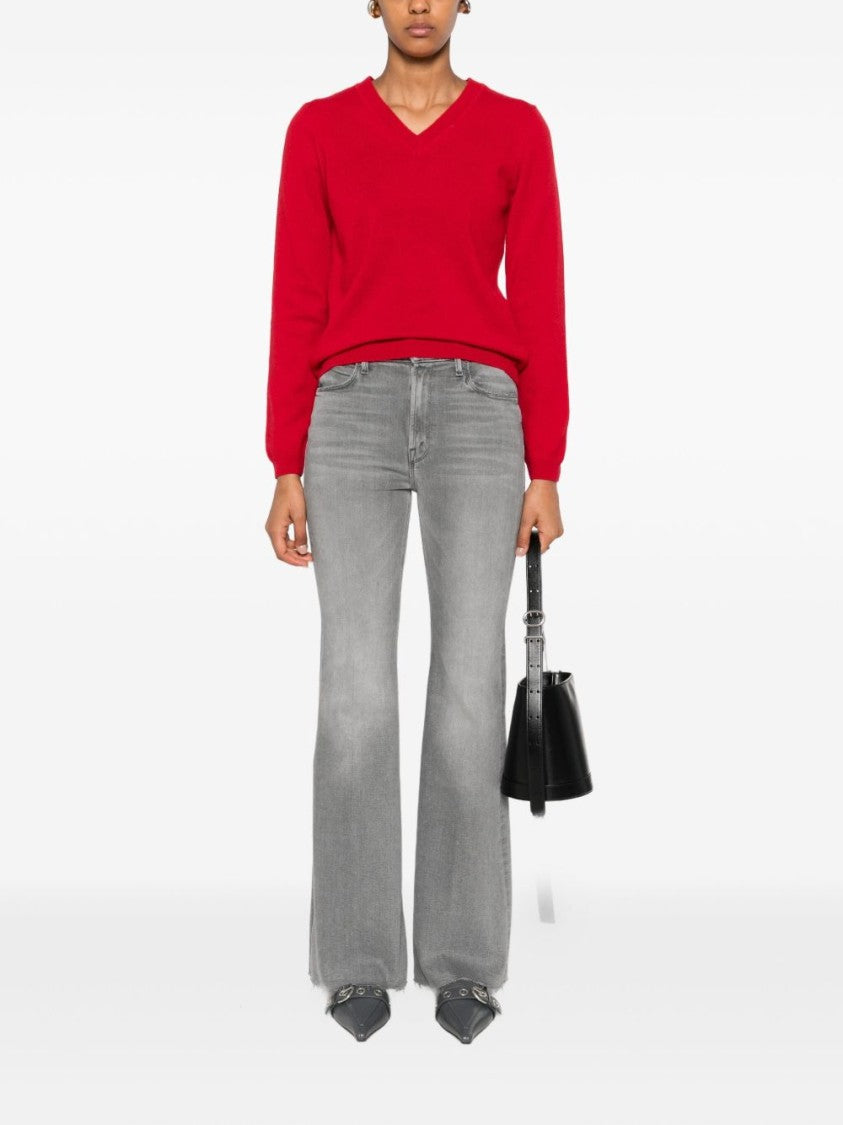 Mother High-Waisted Flared Jeans With Distressed Hem