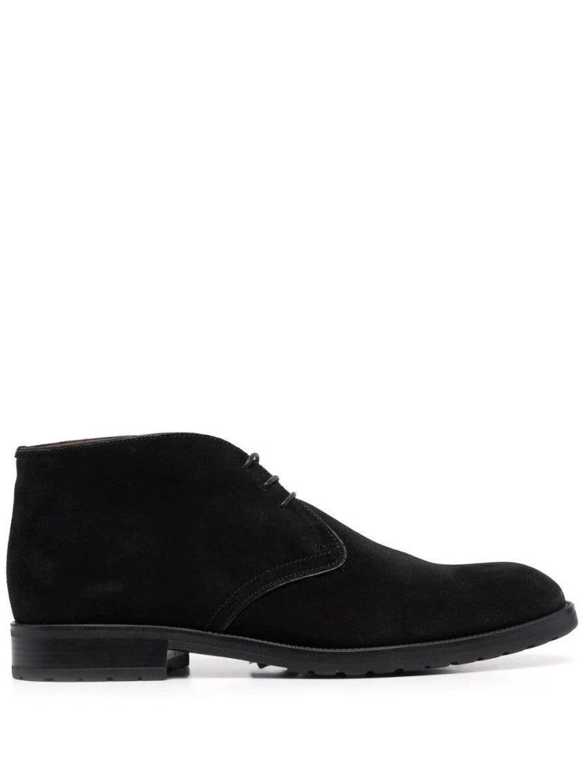 Bally Minimalist Lace-Up Black Cow Leather Ankle Boots