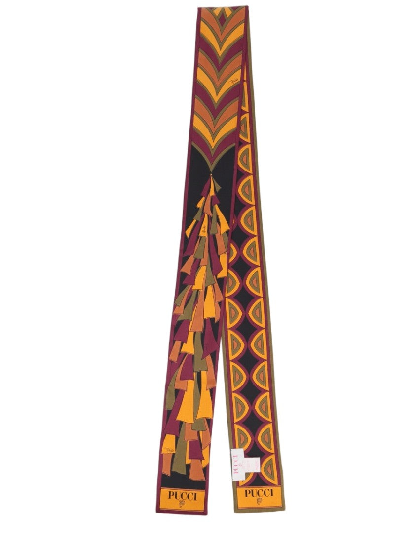 Pucci Bordeaux Chevron Geometric Silk Foulard