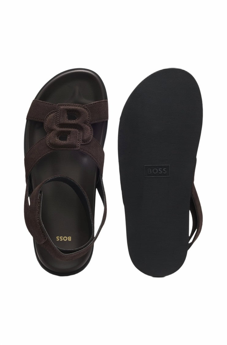 Boss Brown Freyah Suede Upper Sandal Shoes
