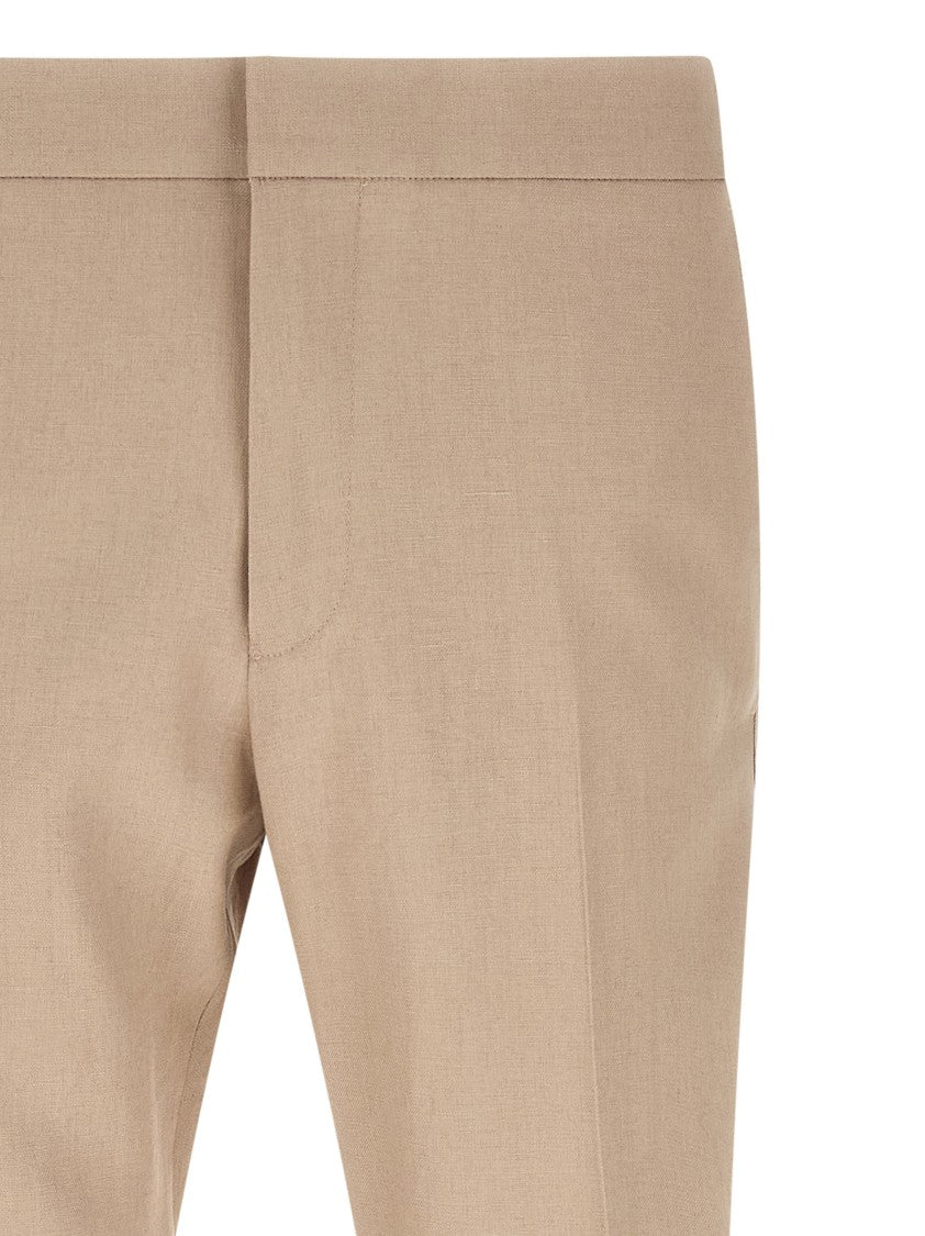 Zegna Formal Linen Trousers With Adjustable Drawstring