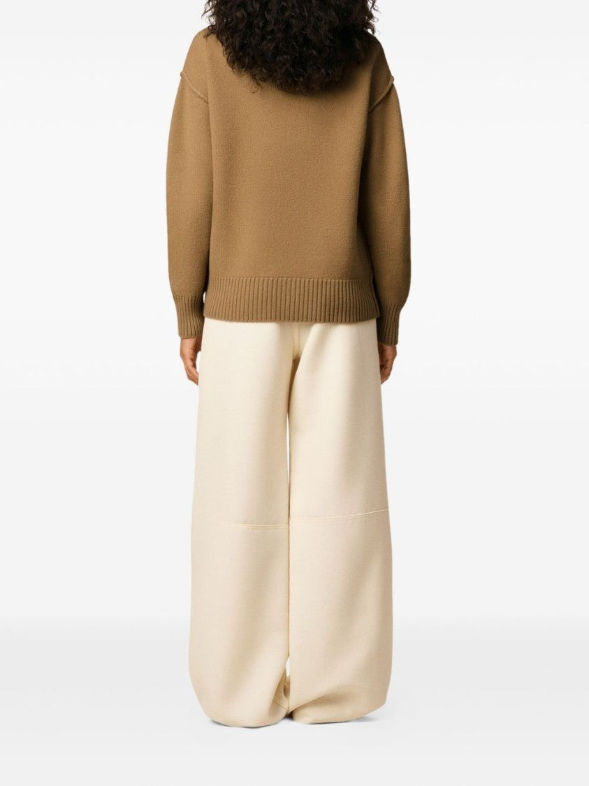 Ami Classic V-Neck Wool Cardigan With Signature Logo