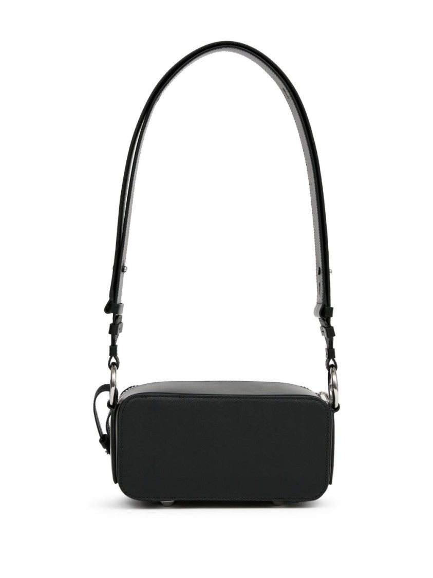 Maison Margiela Compact Black Shoulder Bag With Signature Four-Stitch Logo