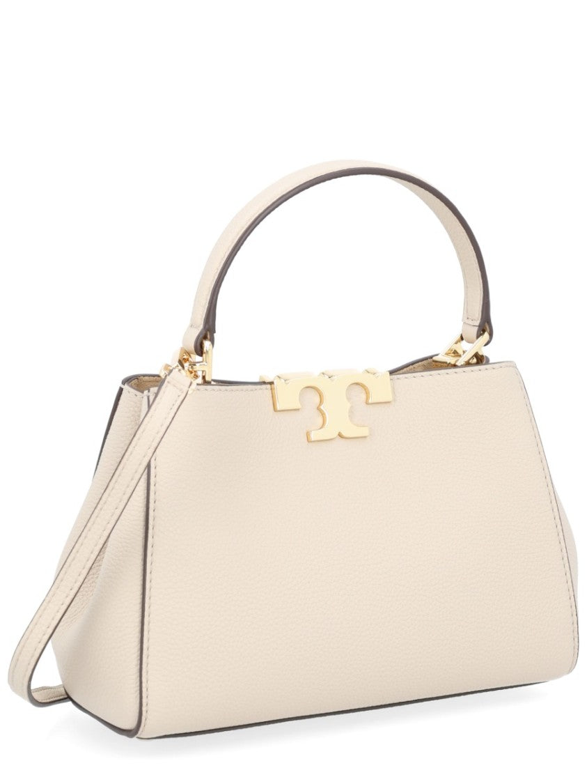 Tory Burch Neutral Eleanor Trapezoidal Metallic Logo Handbag