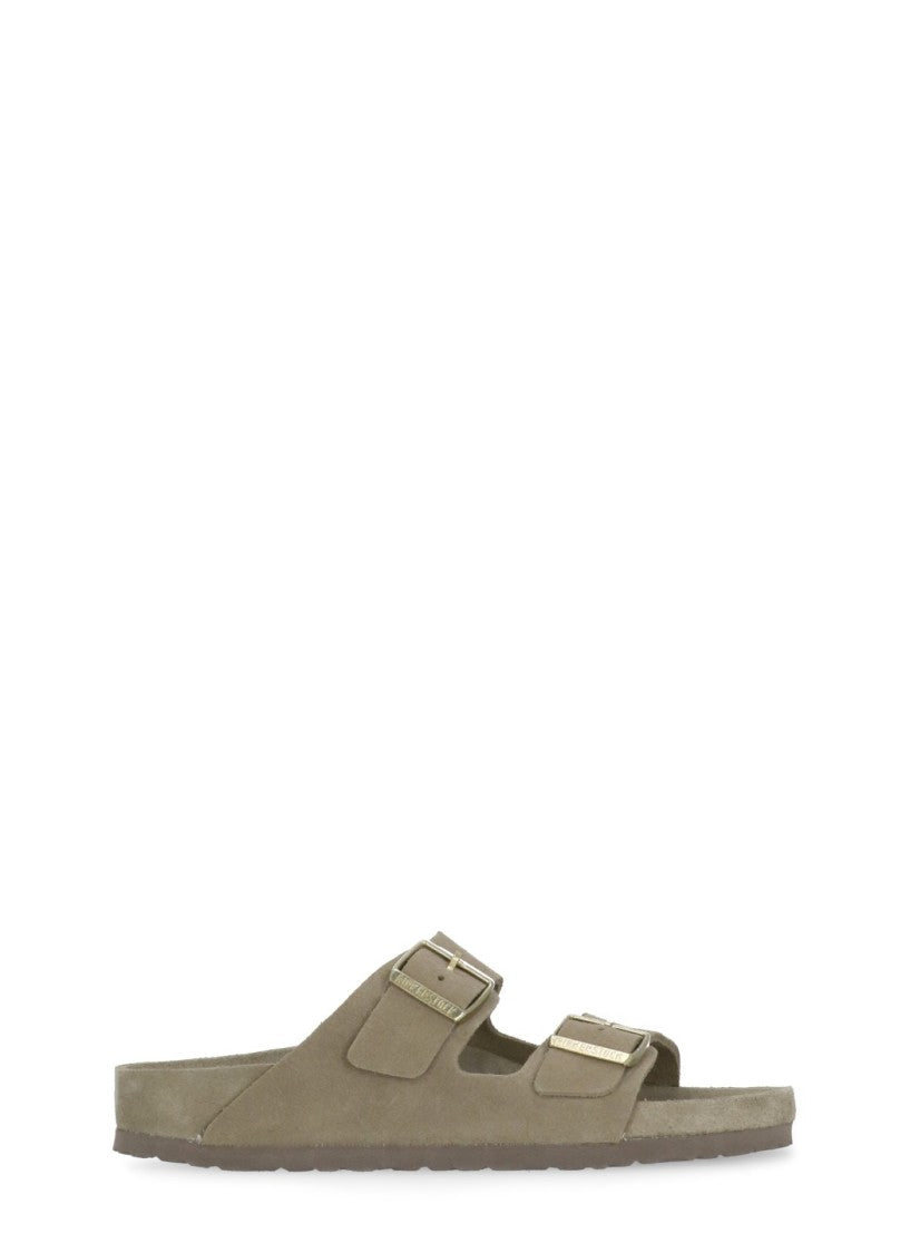 Birkenstock Taupe Arizona Bs Buckle Suede Sandals
