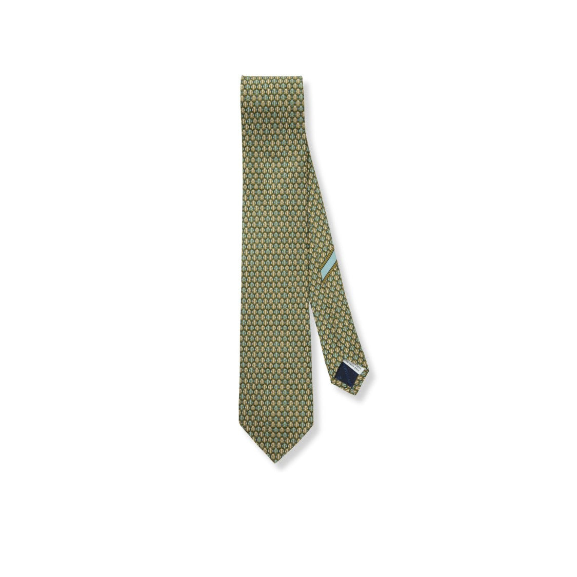 Ferragamo Silk Necktie In Refined Silver Tone