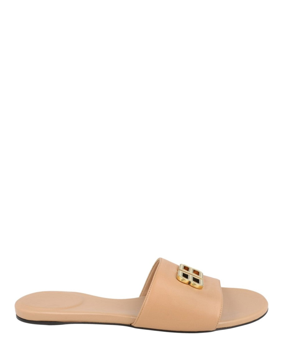 Balenciaga Narrow Fit Flat Sandals With Signature Bb Logo