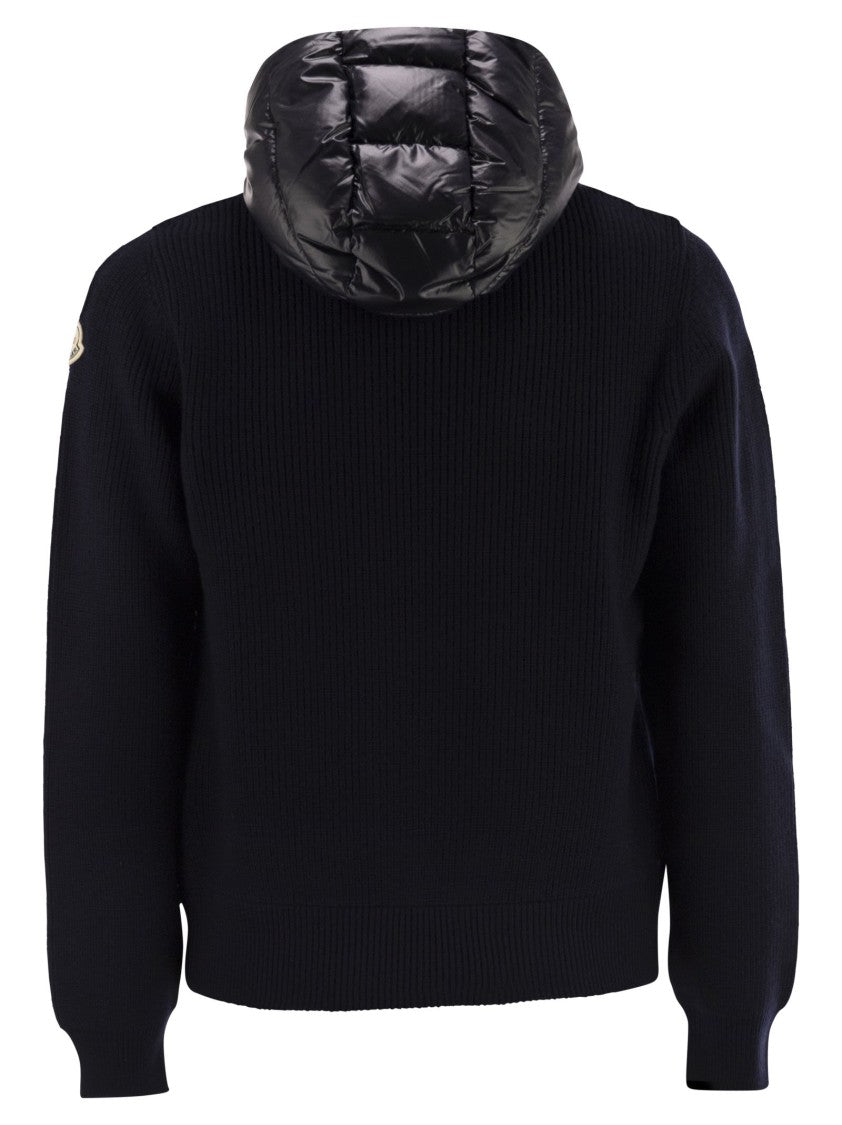 Moncler Wool-Lined Hooded Zip-Up Sweatshirt