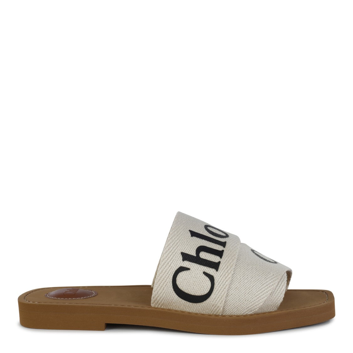 Chloé White Canvas Woody Flats