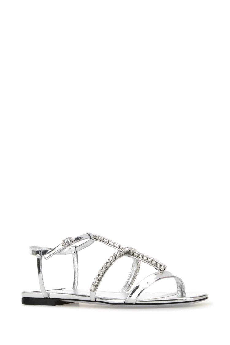 Jimmy Choo Silver Leather Gwyn Sandals