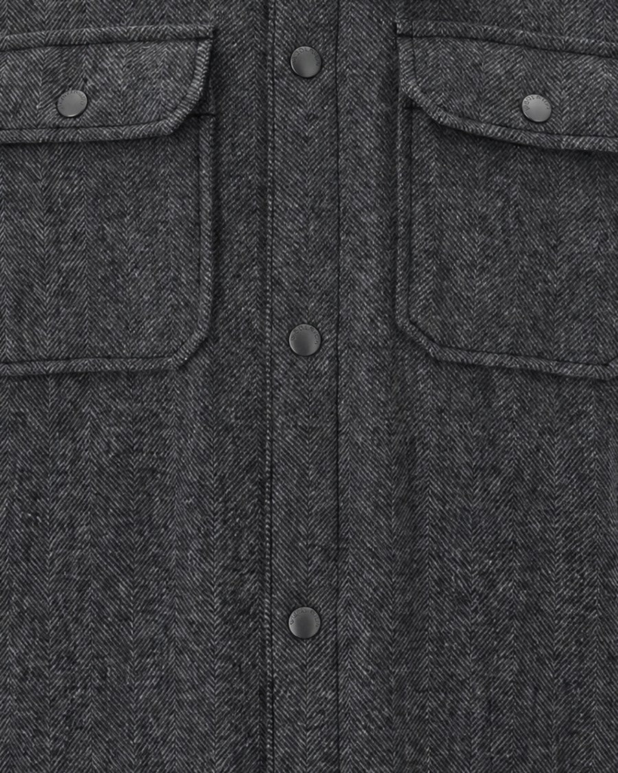 Woolrich Grey Alaskan Herringbone Padded Wool Shirt Jacket