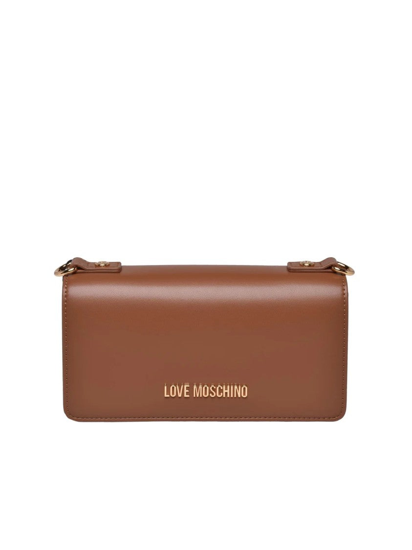 Love Moschino Compartments Shoulder Bag With Metallic Logo And Charm