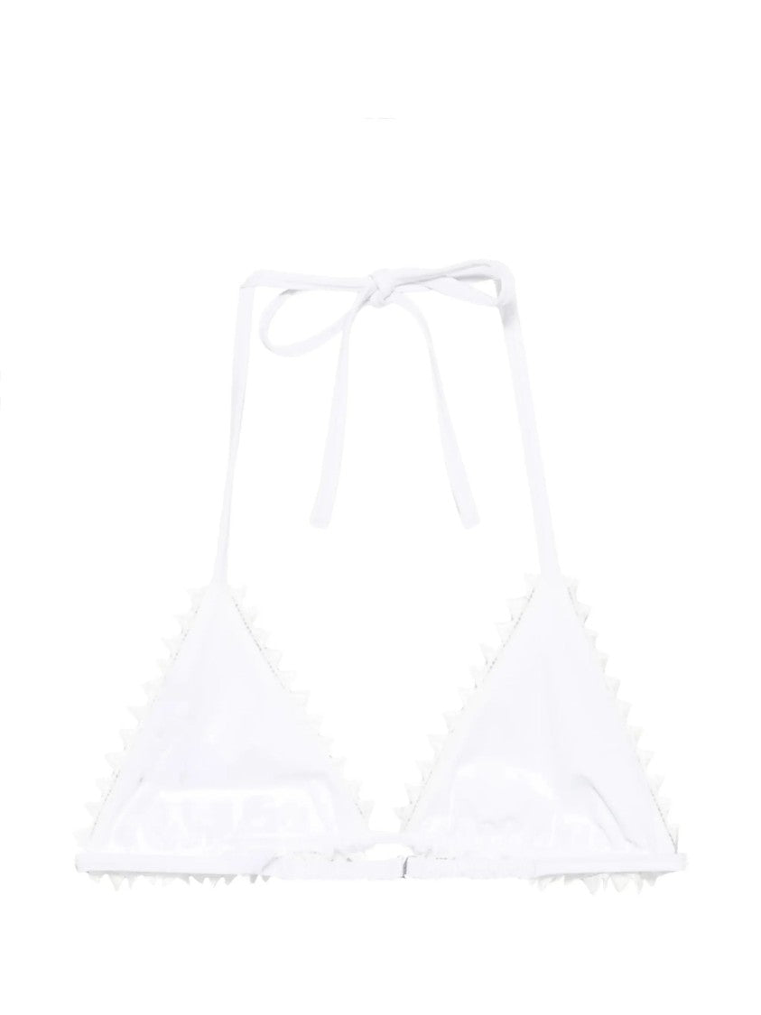 Jacquemus White Triangle Lace Trim Bikini Top
