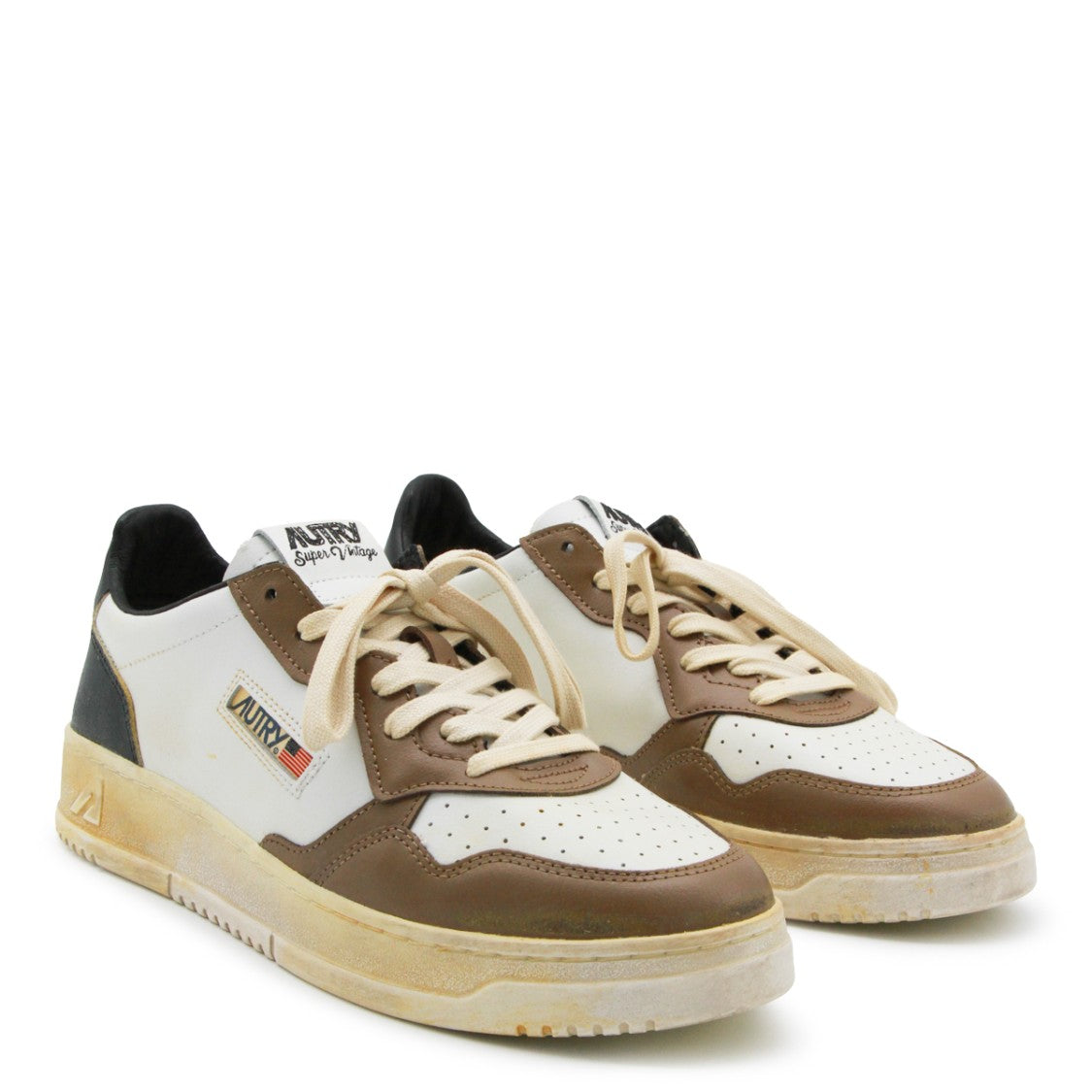 Autry White/Black/Brown Super Vintage Leather Sneakers