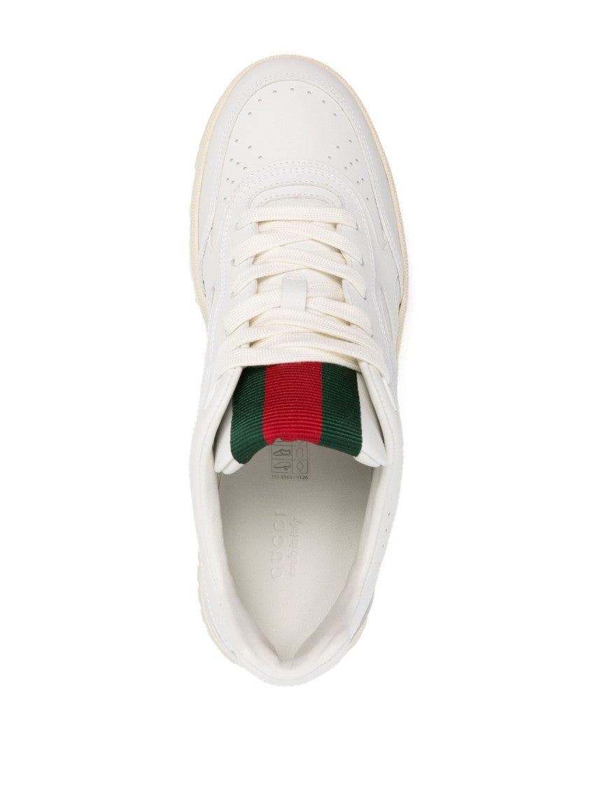 Gucci White Re-Web Iconic Web Leather Sneakers