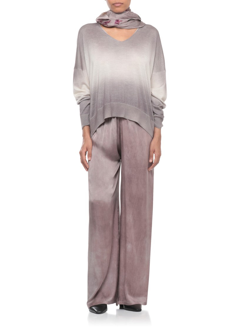 Avant Toi Lilac Degrade Cashmere-Silk V-Neck Sweater