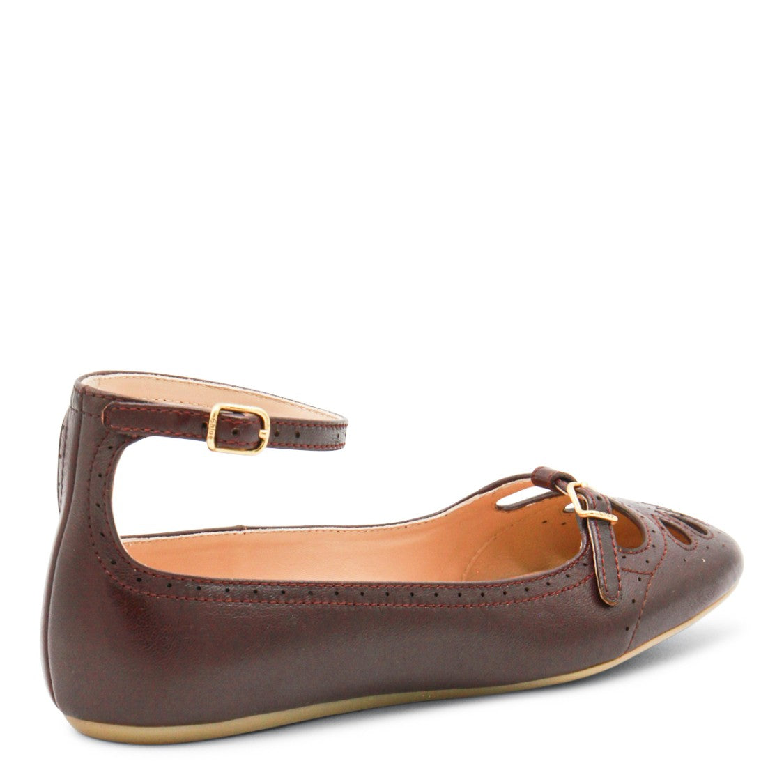 Chloé Dark Purple Leather Flats