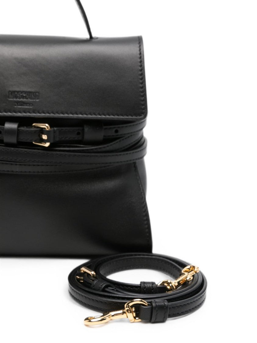 Moschino Structured Silk And Nylon Handbag With Gold-Tone Accents
