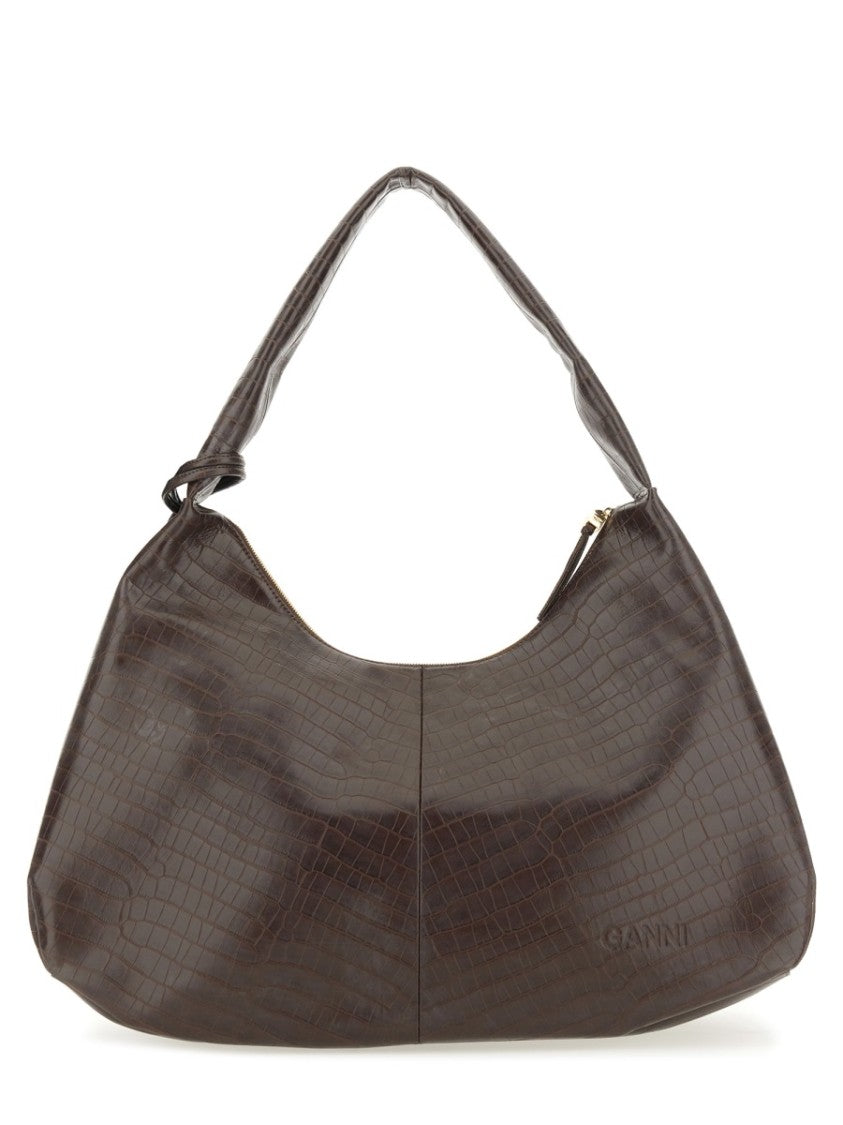 Ganni "Croco Xxl" Hobo Bag