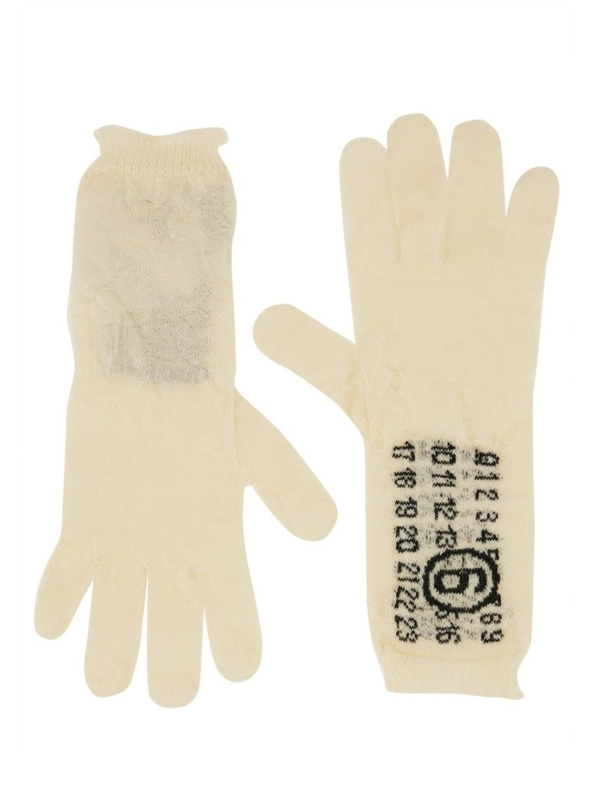 Mm6 By Maison Margiela Textured Virgin Wool Gloves With Unique Design