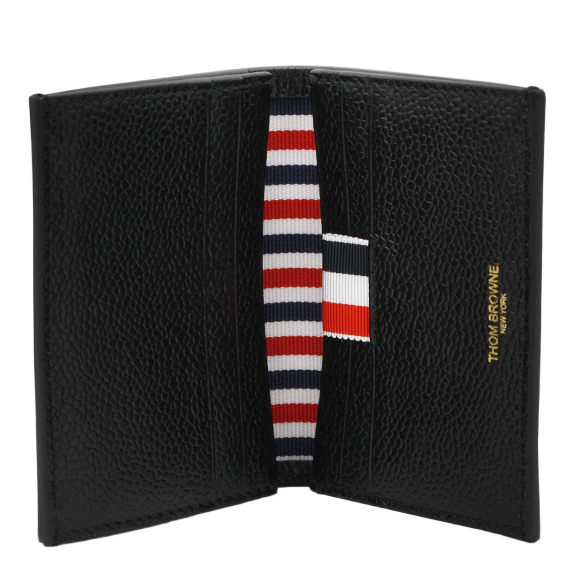 Thom Browne Textured Horizontal Stripe Black Leather Bi-Fold Wallet