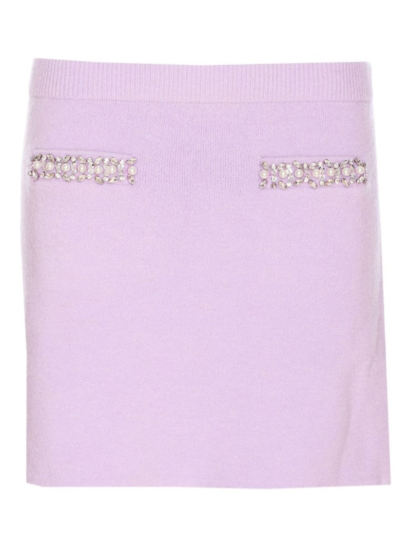 Self-Portrait Knit Skirt With Crystal Embellishments And Elegant Silhouette