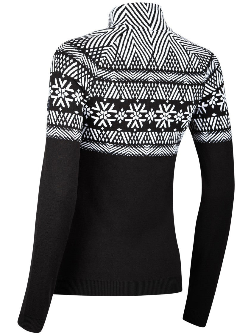 Newland Long-Sleeve Geometric Pattern Top With High Collar