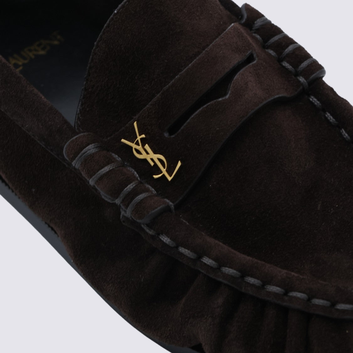Saint Laurent Brown Suede Slip-On Loafers