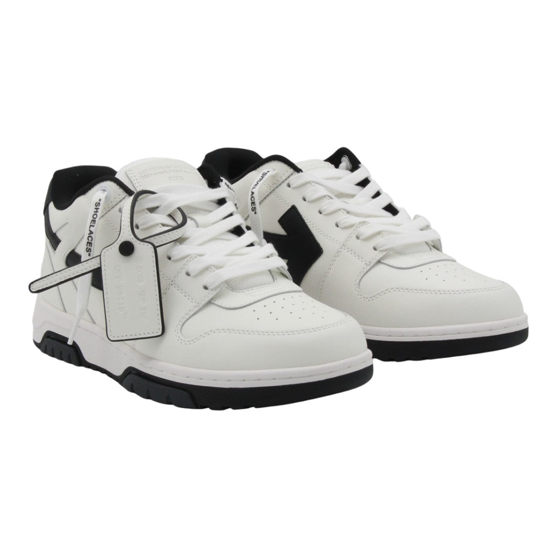 Off-White White Leather Sneakers With Black Accents