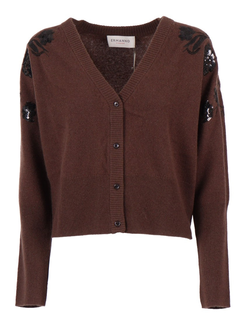 Ermanno Scervino Embroidered Wool Cardigan With Button-Down Front