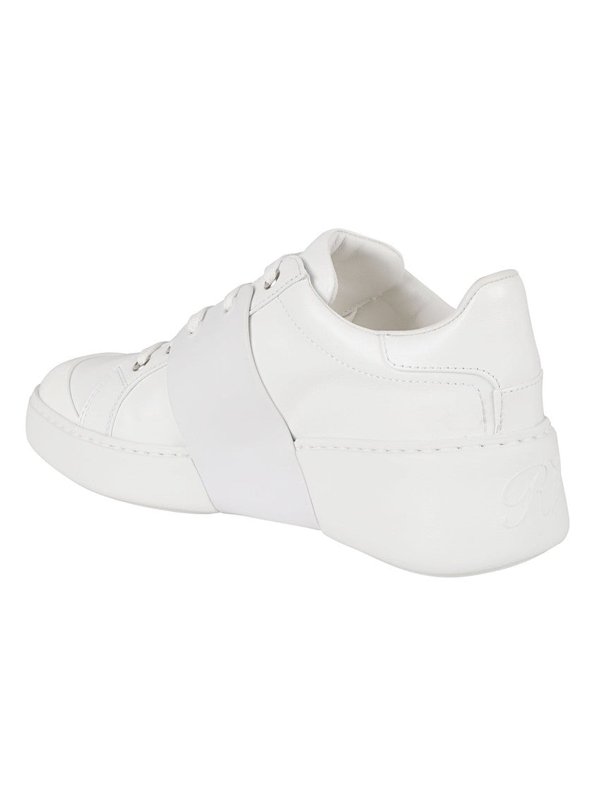 Roger Vivier Low-Top Calfskin Sneakers With Crystal Embellishment