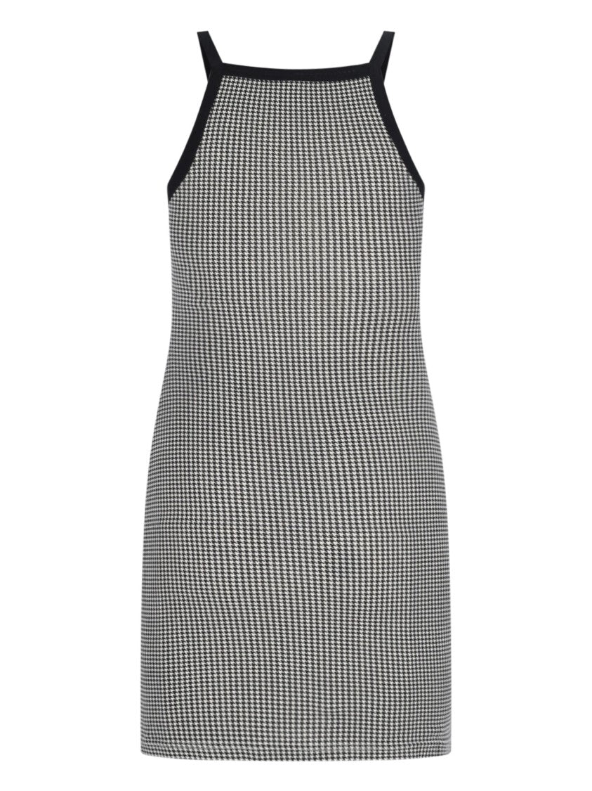 Courrèges Houndstooth Mini Dress In Grey Cotton