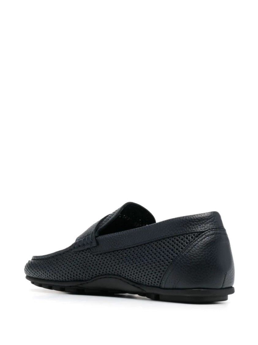 Casadei Perforated Leather Loafers With Rubber Sole