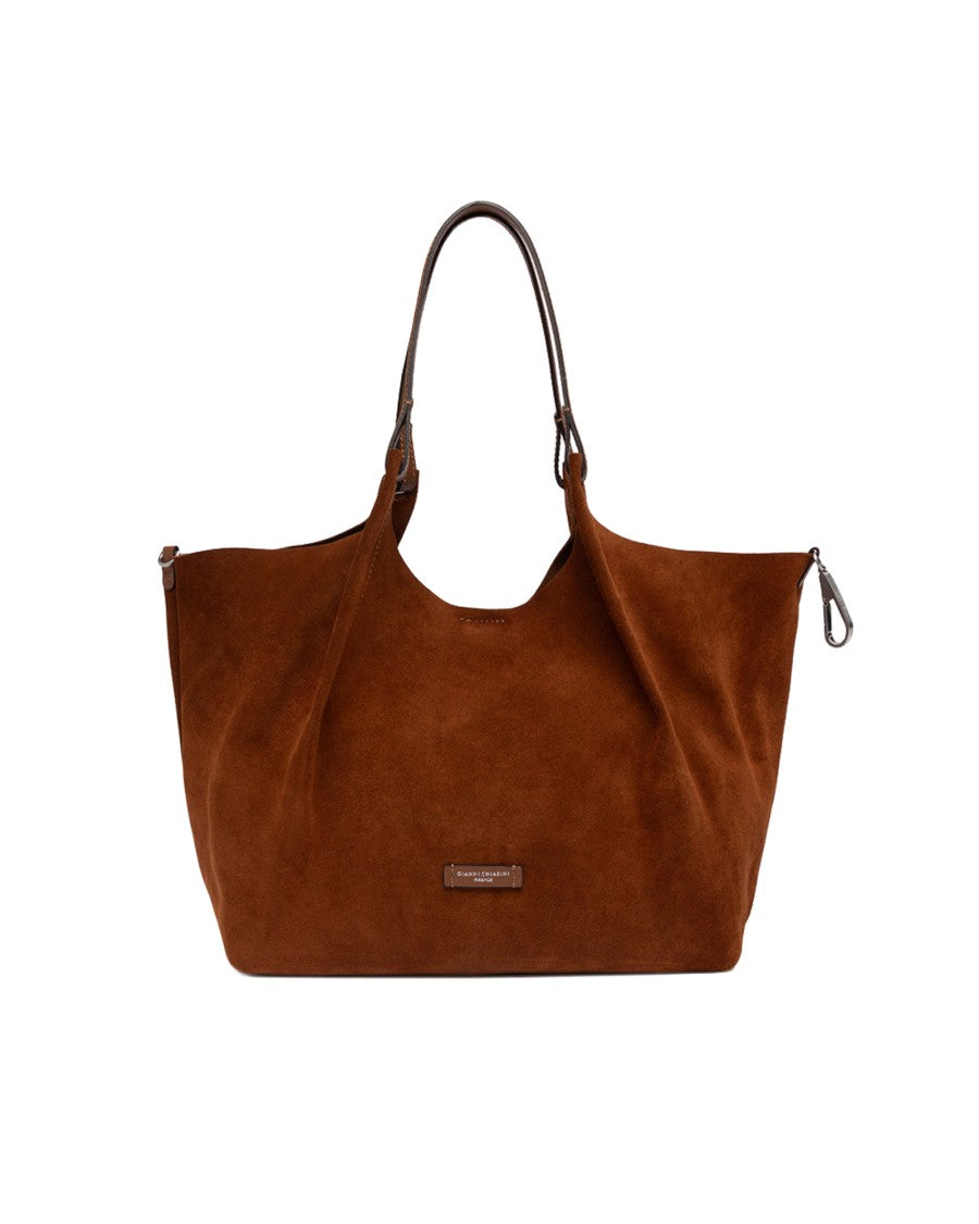 Gianni Chiarini Cognac Dua Suede Leather Tote Bag