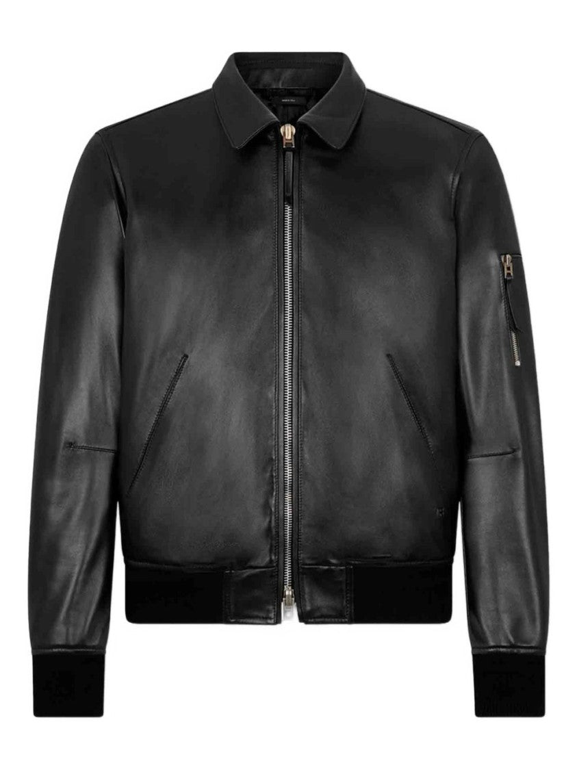 Tom Ford Smooth Lamb Leather Jacket With Classic Collar