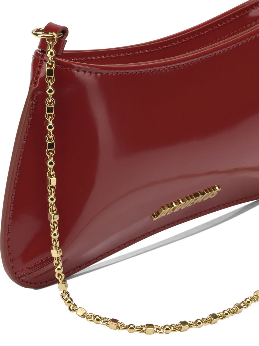 Jacquemus Leather Shoulder Bag With Gold Chain Strap