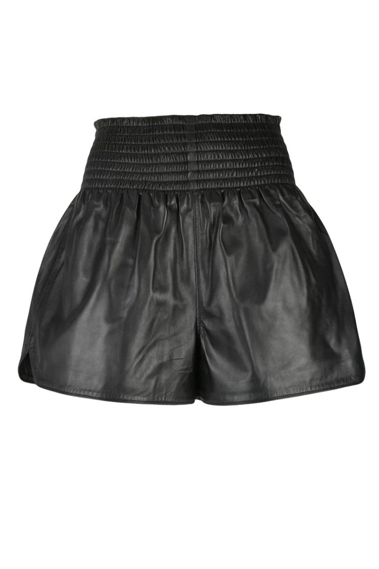 Sportmax High-Waisted Leather Shorts - Black