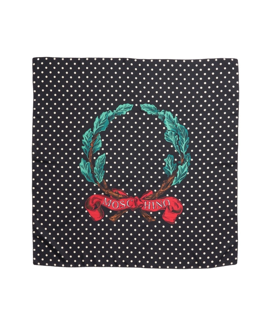 Moschino Polka Dot Printed Silk Scarf