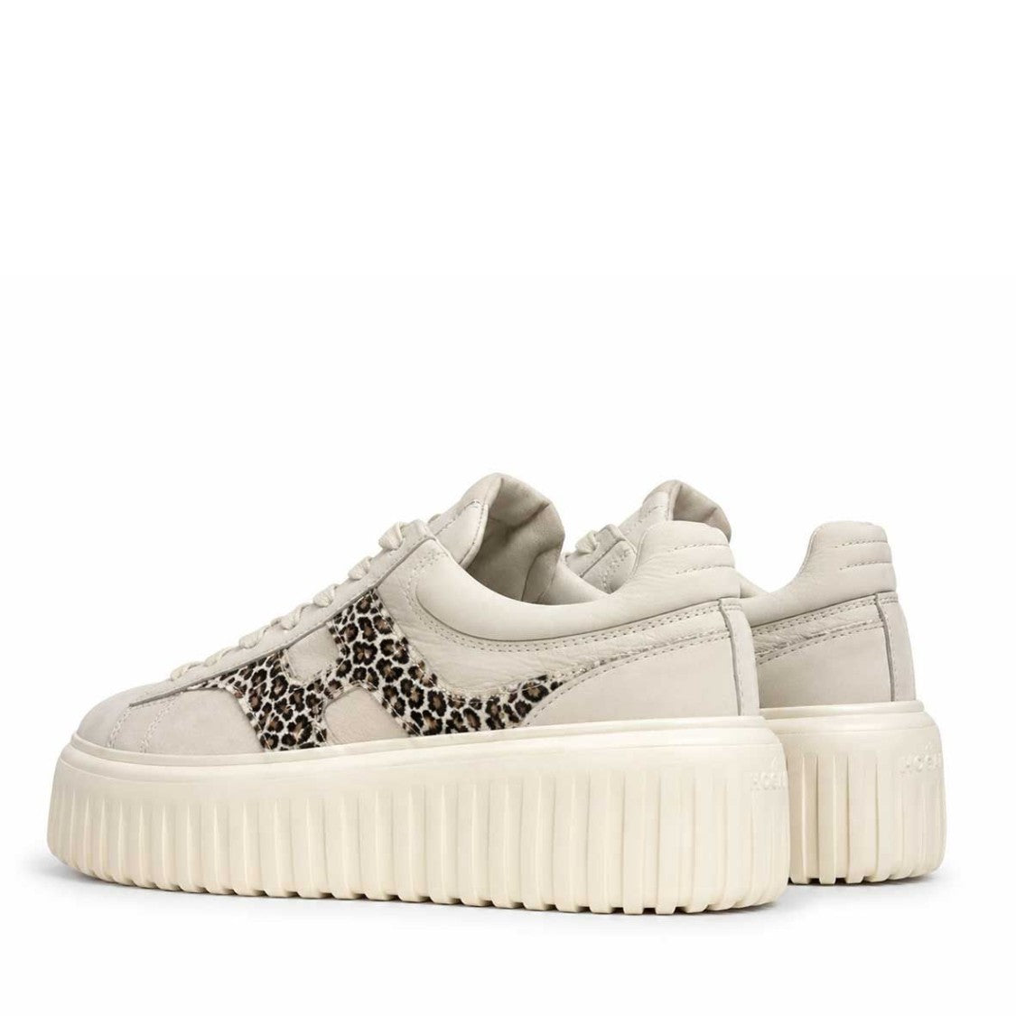 Hogan Leopard Print Ribbed-Sole Platform Sneakers