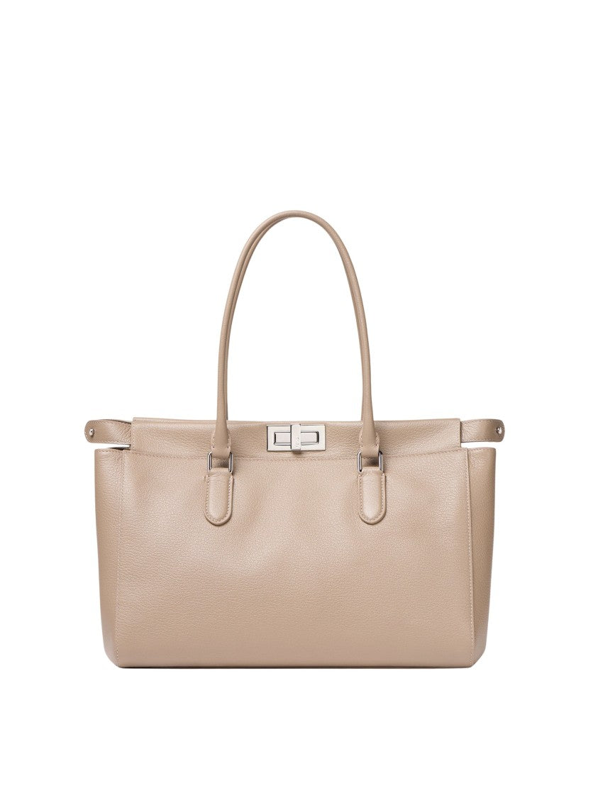 Fendi Soft Dove Grey Full-Grain Calfskin Peekaboo Tote