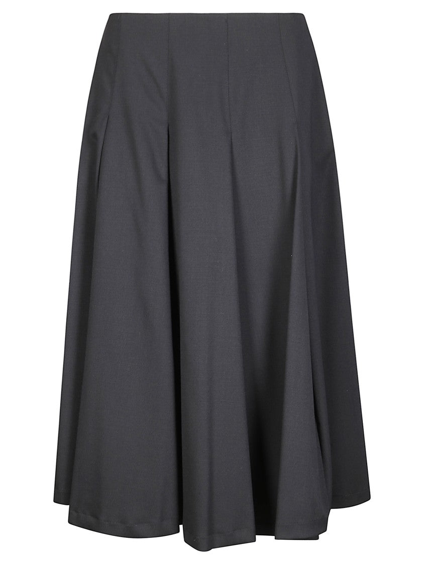 Stefano Mortari Black Flared Skirt With Low Pleats