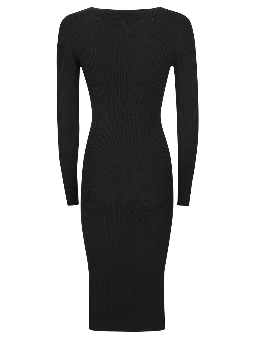 Elisabetta Franchi Knee-Length Fitted Knit Dress With V-Neck