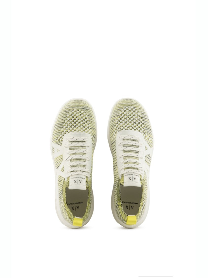 Armani Exchange Sock-Fit Sneakers Shiny Leather Accents