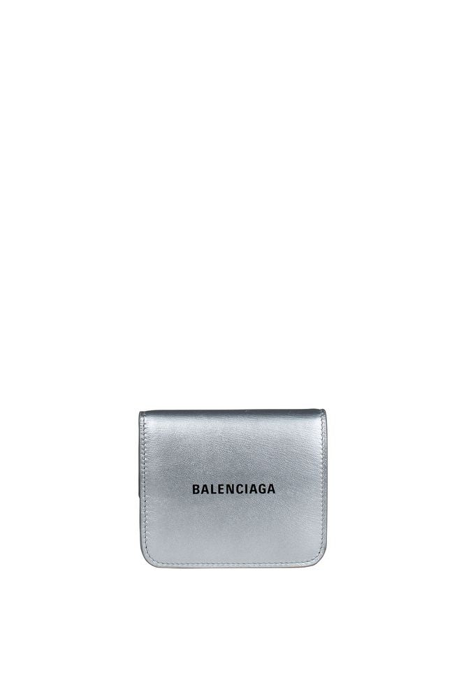 Balenciaga Compact Silver Leather Wallet
