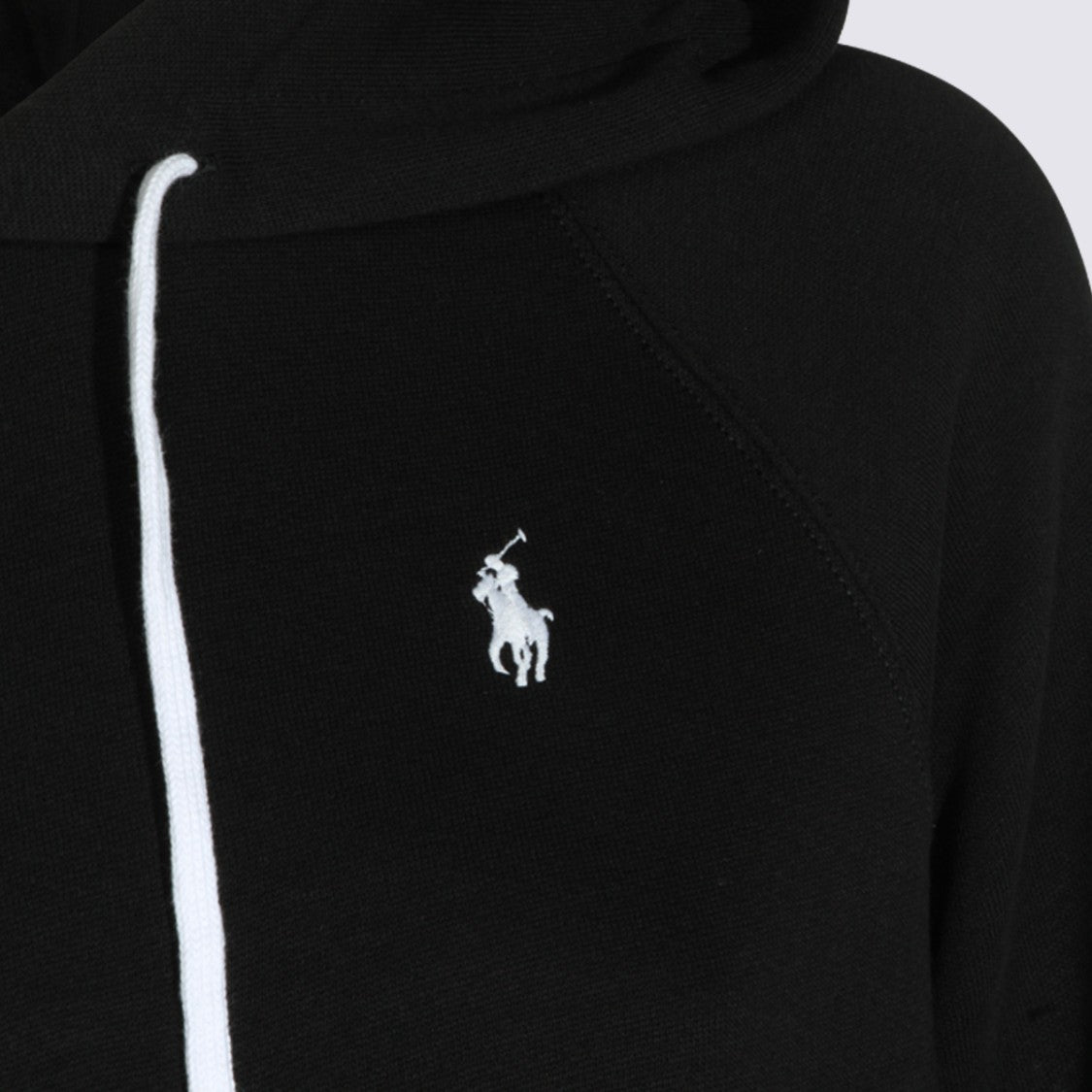 Polo Ralph Lauren Classic Black Hoodie With Embroidered Logo And Ribbed Details