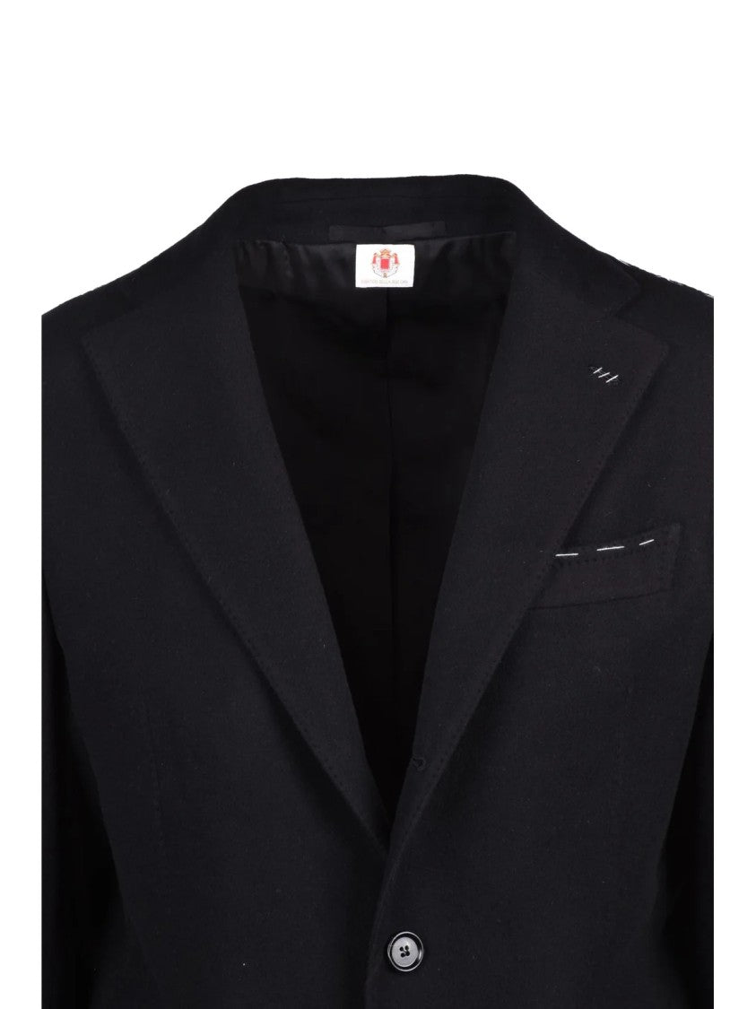 Luigi Borrelli Napoli Black Virgin Wool Coat
