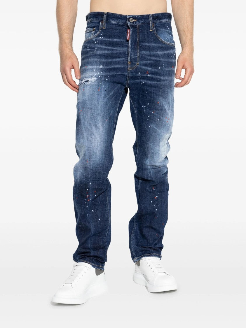 Dsquared2 642 Jean Dark Distressed Splatter Jeans