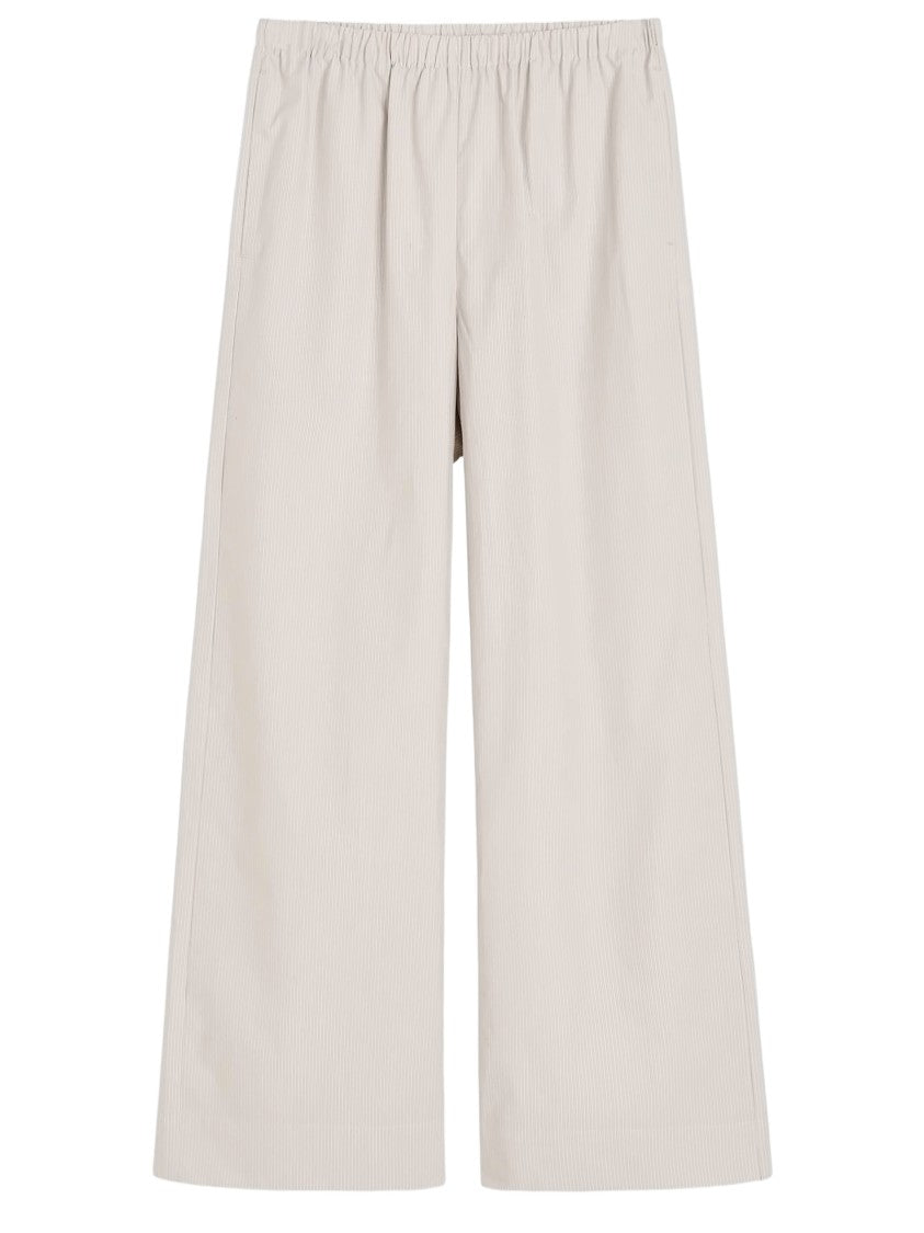 By Malene Birger Wide-Leg Organic Cotton Pants With Striped Texture